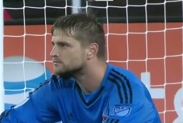 Dynamo Keeper Tyler Deric frustrated after the Revs second goal