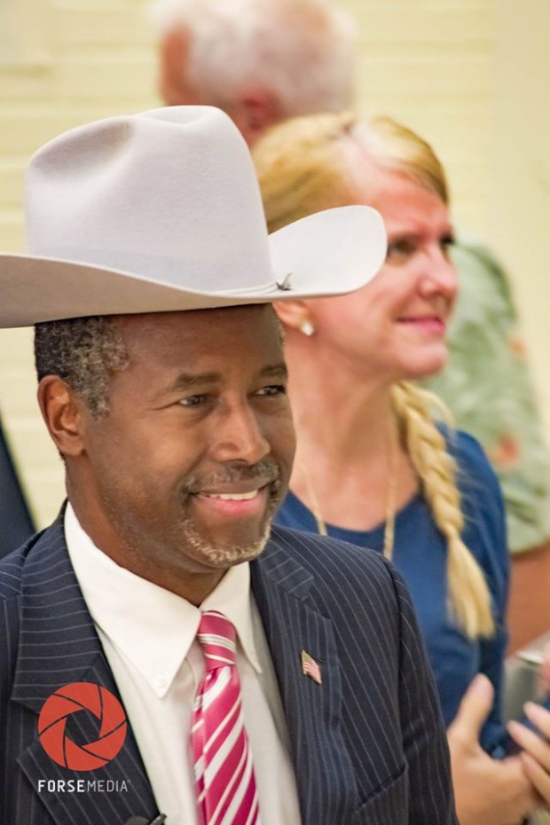 Dr. Ben Carson in Montgomery County, TX wearing a cowboy hat