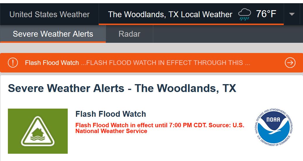 Flash Flood Watch for The Woodlands