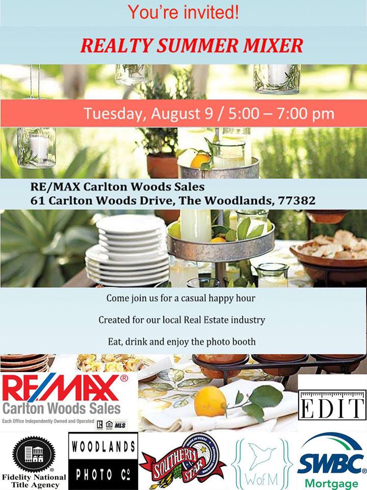 Remax Carlton Woods Sales Happy Hour Flyer